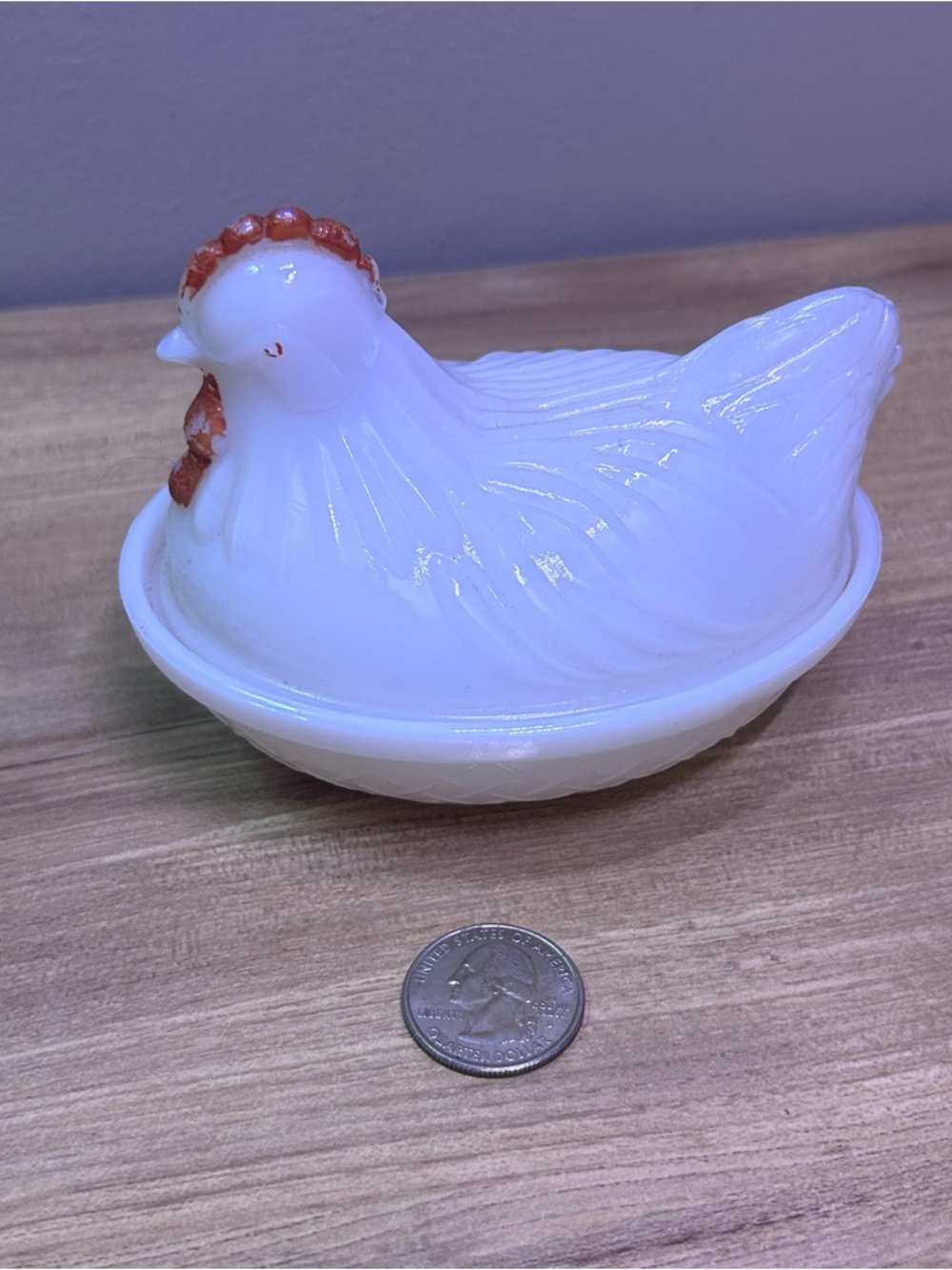 Vintage White Milk Glass Hen on Nest